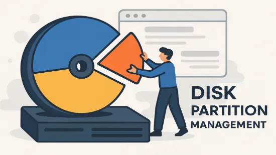 하드디스크 파티션 분할병합 및 포멧 등 관리를 상징하는 이미지